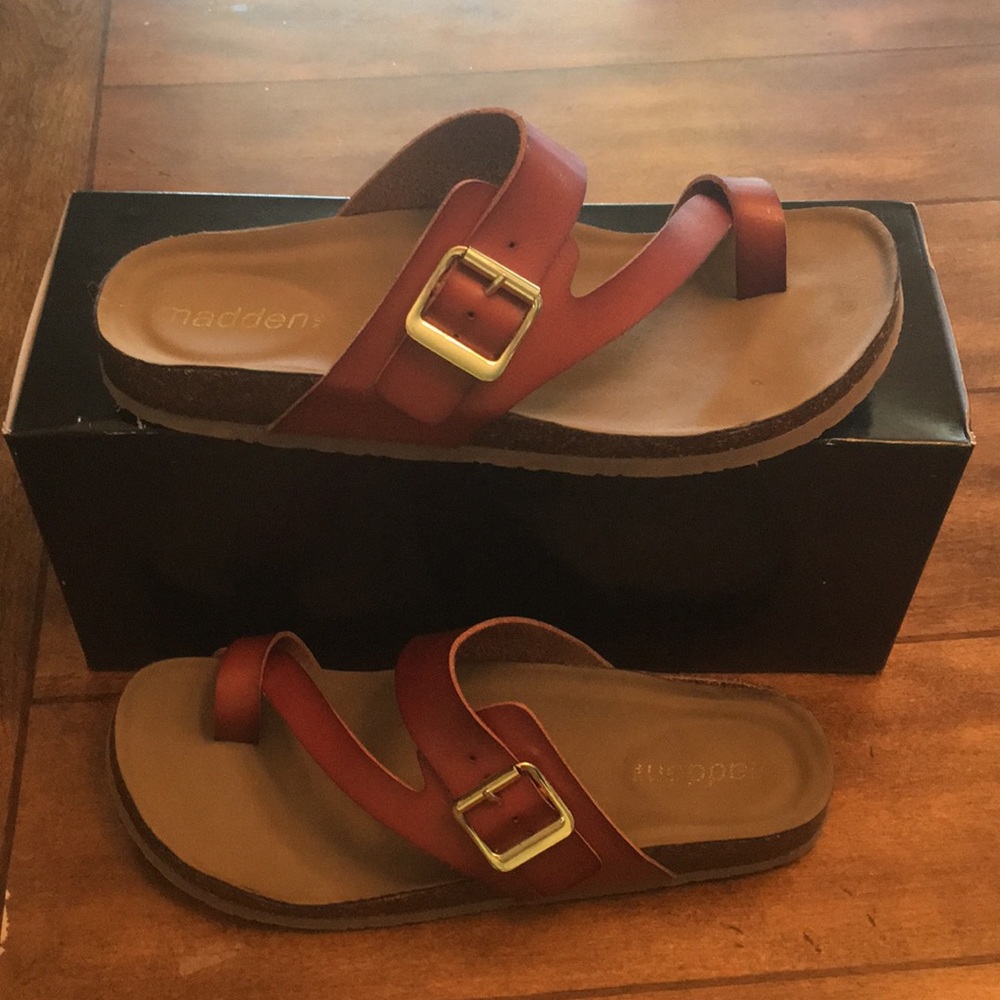 Madden Blakelyy sandals slides cognac brown Size 7